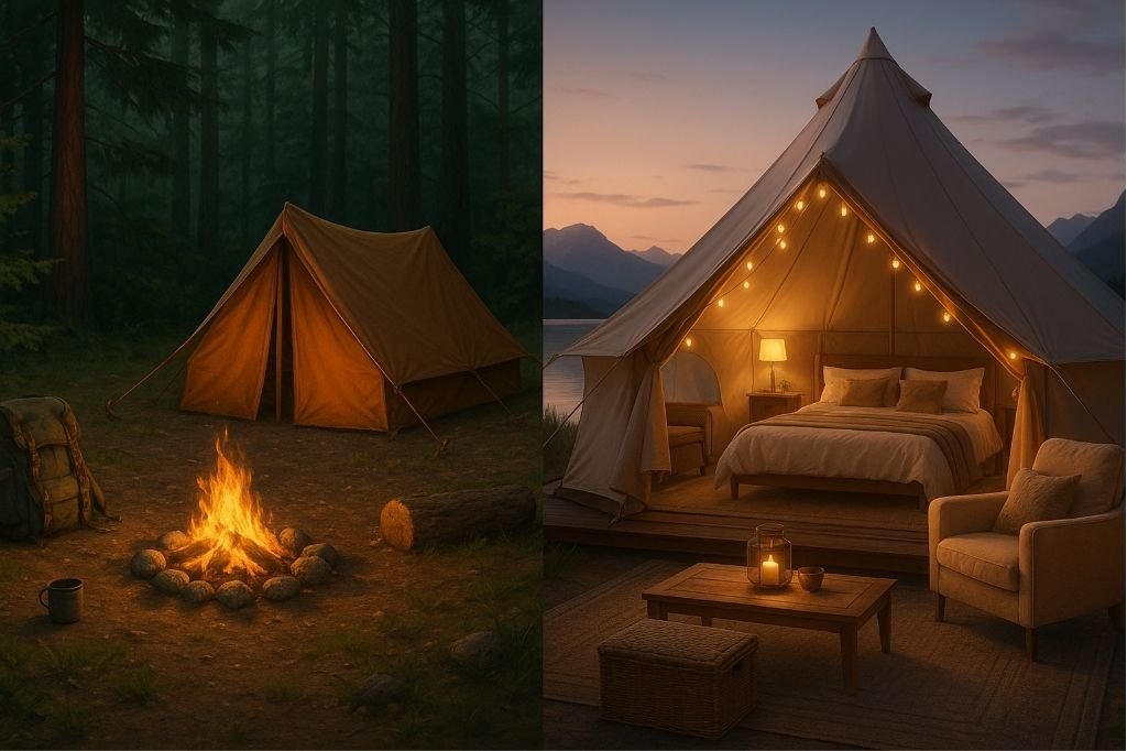 forskjell på camping og glamping